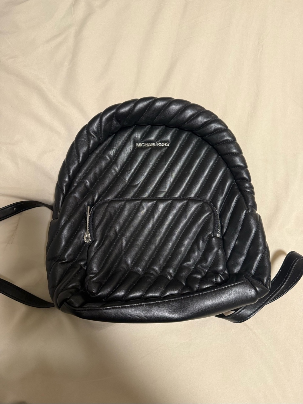 MICHAEL KORS Black Quilted Rope-Trim Mini Backpack